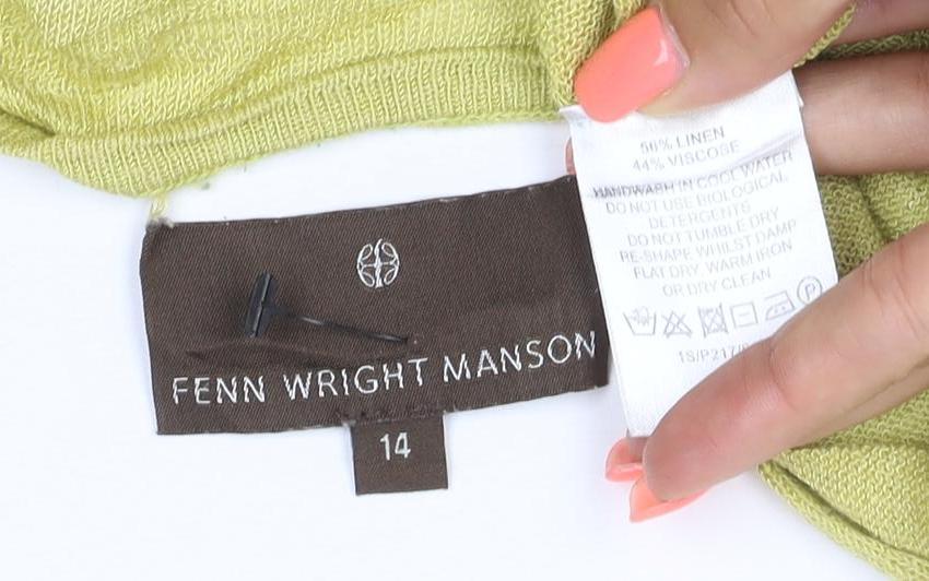 Fenn Wright Manson Women’s Green Linen Blend Tunic Blouse Size 14