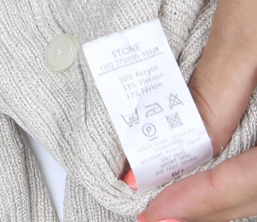 Berkertex Women Beige Knit Long Sleeve V-Neck Cardigan Size 12