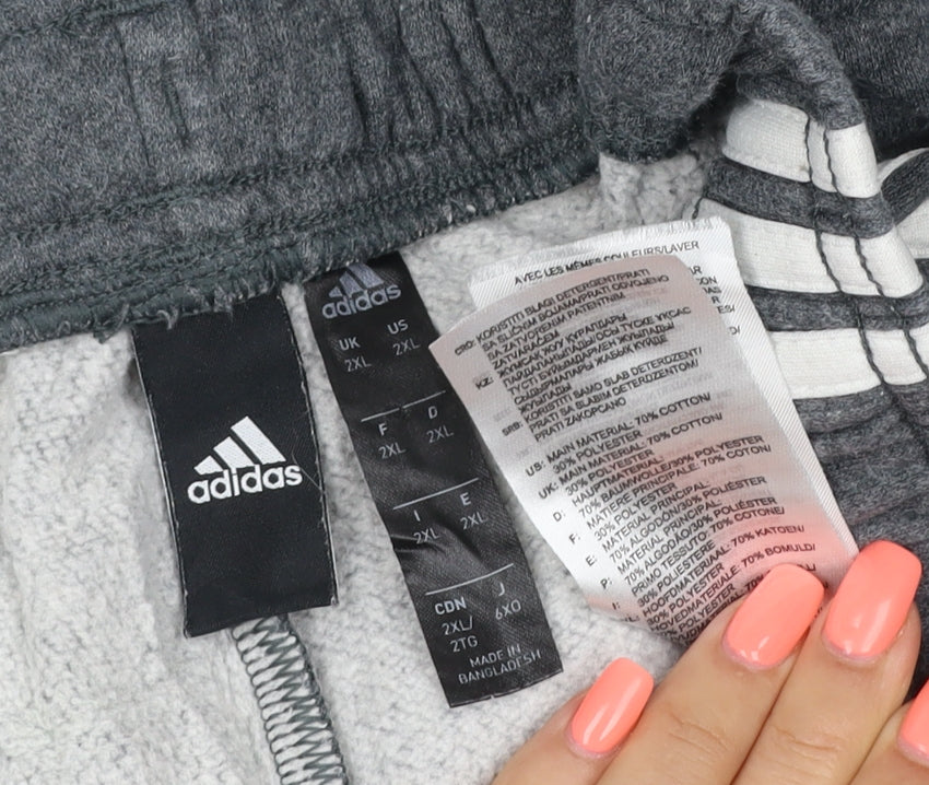 adidas Men Grey 2XL Jogger Sweatpants French Terry Tapered Fit