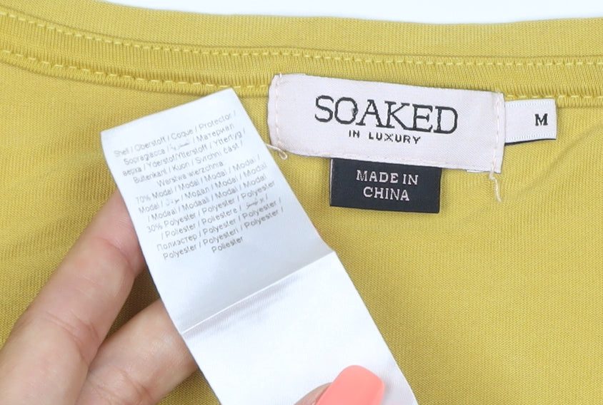 Soaked In Luxury Women's Yellow Short Sleeve Basic Modal T-Shirt M