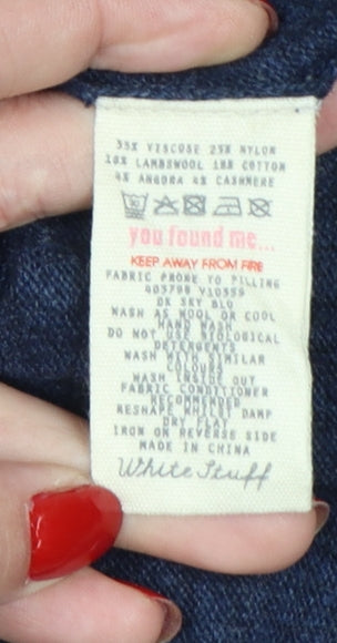 White Stuff Women’s Blue Long Sleeve Jumper Dress Size 16 Knit Cowl Neck