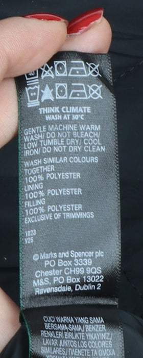 Marks and Spencer Women's Black Quilted Long Coat Size 10