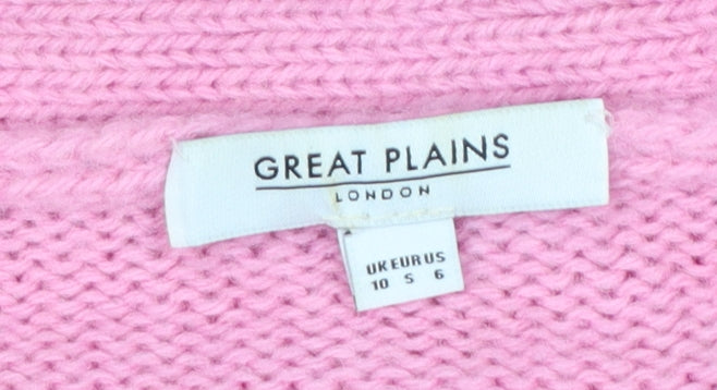 Great Plains Women Pink Long Sleeve Chunky Knit Cardigan Size 10