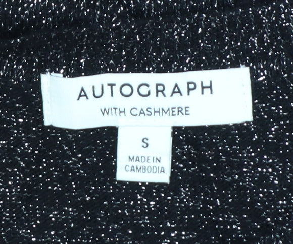 Marks and Spencer Autograph Women's Black Cashmere Blend Short Sleeve Jumper S