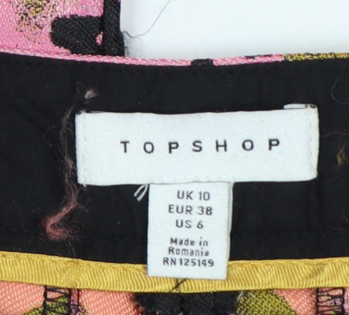Topshop Womens Pink Animal Print Flared Trousers Size 10