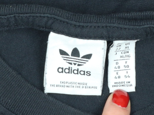 adidas Women’s Black XL Relaxed Fit Logo Cotton T-Shirt