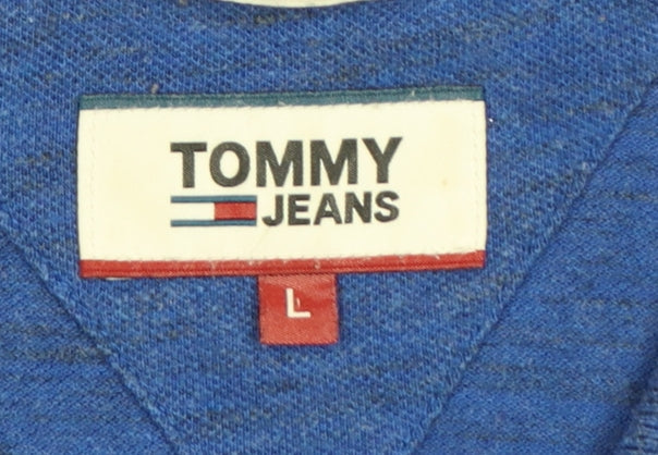Tommy Jeans Men's Blue Short Sleeve Polo Shirt Size L Cotton Blend