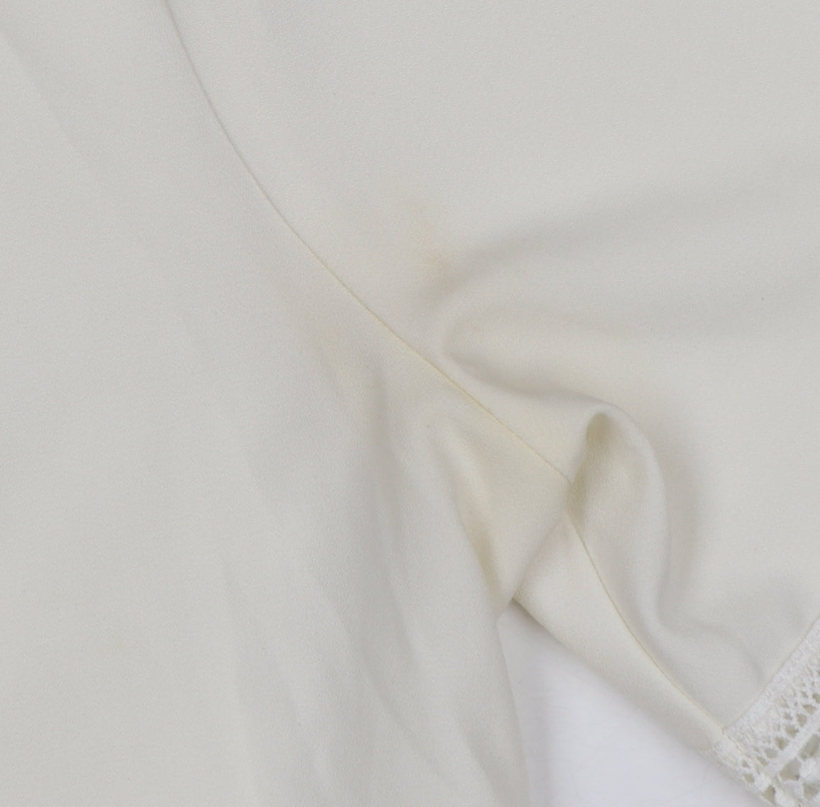 Zara Women Ivory Lace Peplum Tunic Blouse Size 14 Short Sleeve