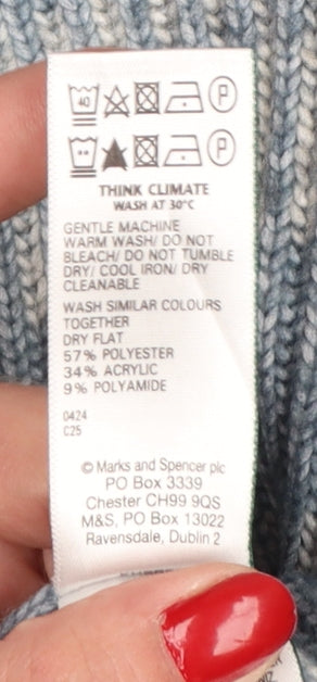 Marks and Spencer Men's Blue Striped Crew Neck Pullover Jumper M