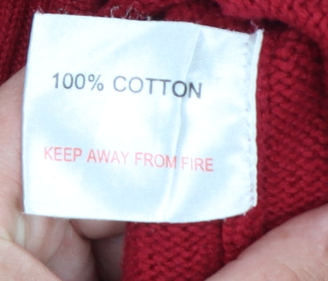 EWM Women’s Red Cotton Full Zip Jumper Size 14 Mock Neck