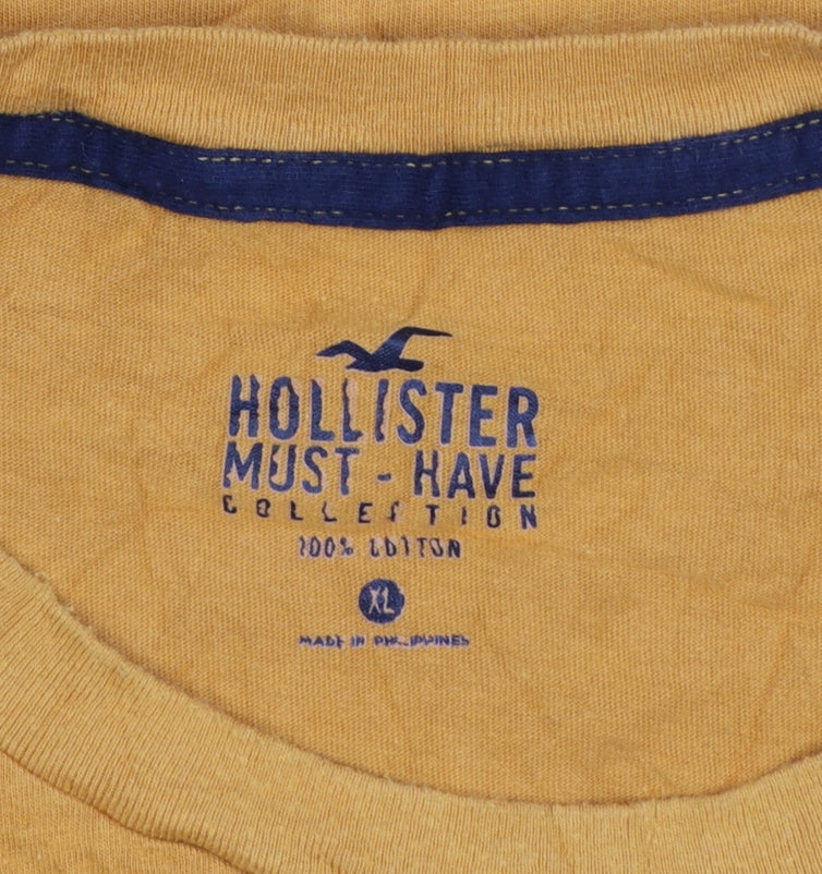 Hollister Men's Must-Have Yellow Cotton Crew Neck T-Shirt XL