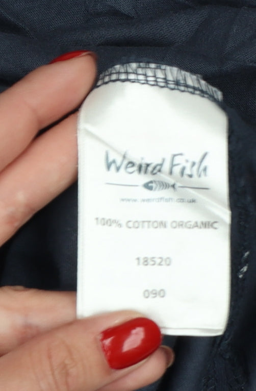 Weird Fish Women Blue Animal Print Cotton Midi Shift Dress Size 14