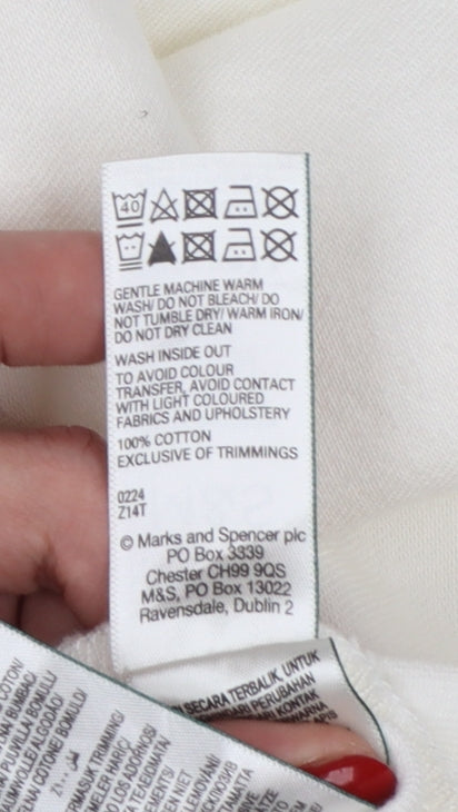 Marks and Spencer Women White Cotton A-Line Sleeveless Petite Dress Size 16