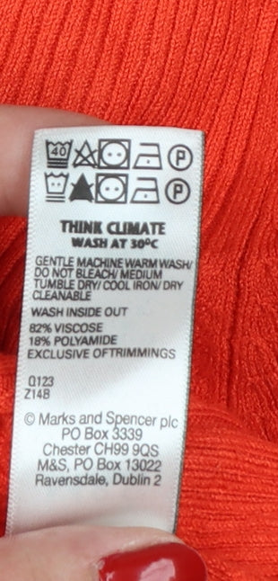 Marks and Spencer Women’s Orange Knit Crew Neck Jumper Size 12