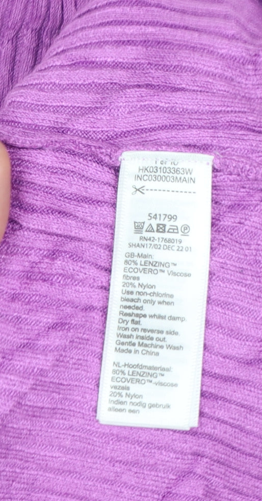 Monsoon Women's Purple V-Neck Ribbed Knit T-Shirt Size M