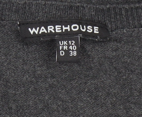 Warehouse Womens Grey NOIR Cotton Pullover Jumper Size 12