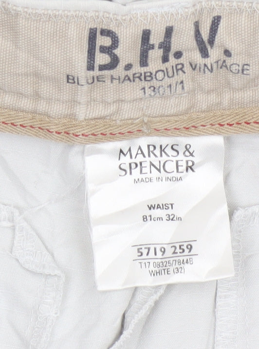 Marks and Spencer Men’s White Chino Shorts 32in M Casual Cotton