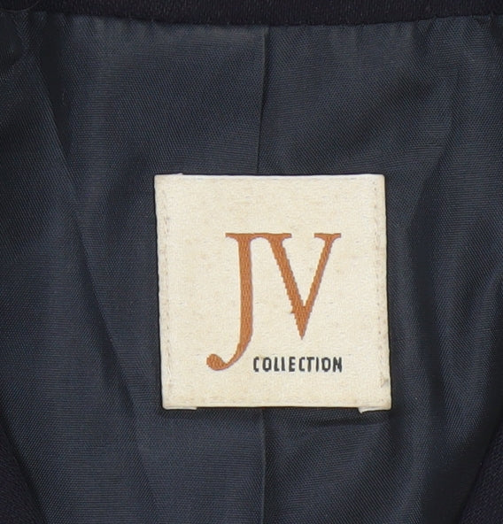 JV Collection Women's Navy Wool Blend Double-Breasted Blazer Size 12