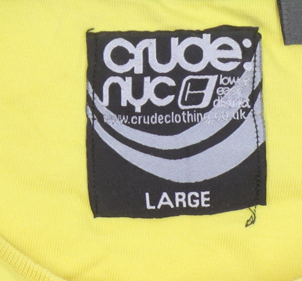 Crude NYC Men's Yellow Graphic Print Cotton T-Shirt Size L
