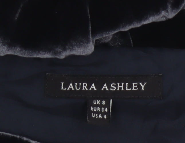 Laura Ashley Women’s Black Velvet A-Line Dress UK 8 Sleeveless