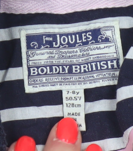 Joules Girls Blue Cotton Blazer Jacket 7-8 Years Classic Lined Style