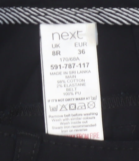 Next Women Black Cotton Stretch Chino Trousers Size 8R