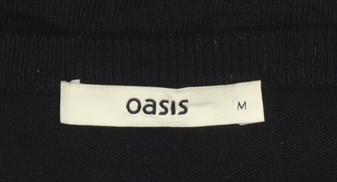 Oasis Women Black Studded Long Sleeve Crew Neck Pullover Jumper M