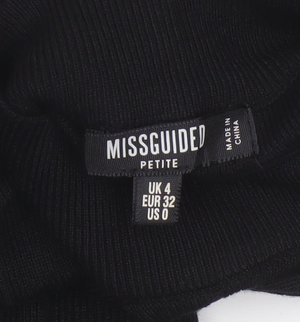 Missguided Petite Black Roll Neck Long Sleeve Bodysuit UK 4