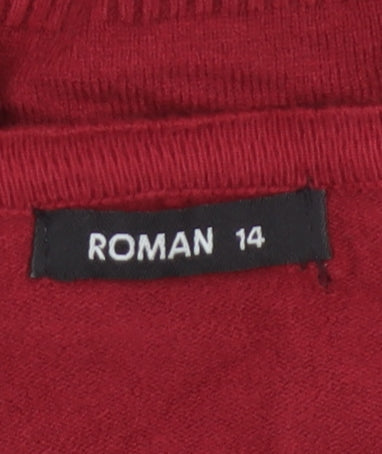 Roman Women Red Beaded Lace Cardigan Size 14