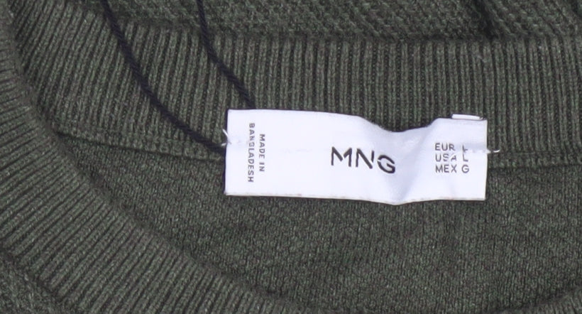 MNG Womens Green Crew Neck Knit Pullover Jumper Size 14