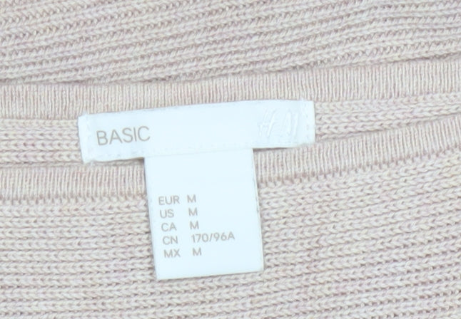 H&M Women Beige Boat Neck Relaxed Fit Knit Jumper Size 12