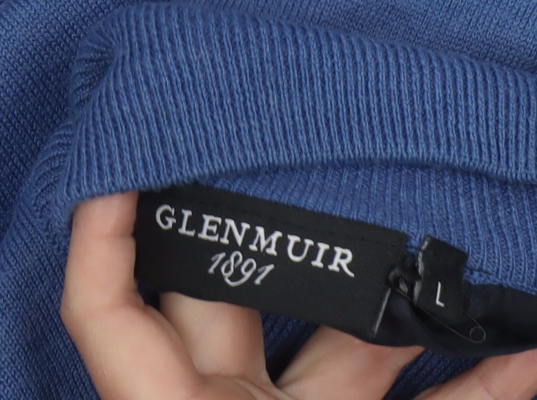 Glenmuir 1891 Men's Blue Wool Blend 1/2 Zip Jumper Size L