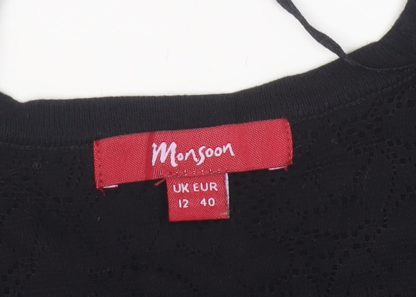 Monsoon Women's Black Shrug Cardigan Size 12 Cotton Blend