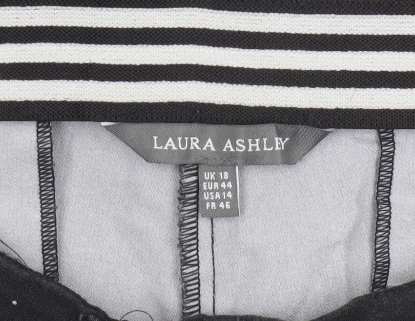 Laura Ashley Women's Black Polka Dot Tapered Stretch Trousers UK 18