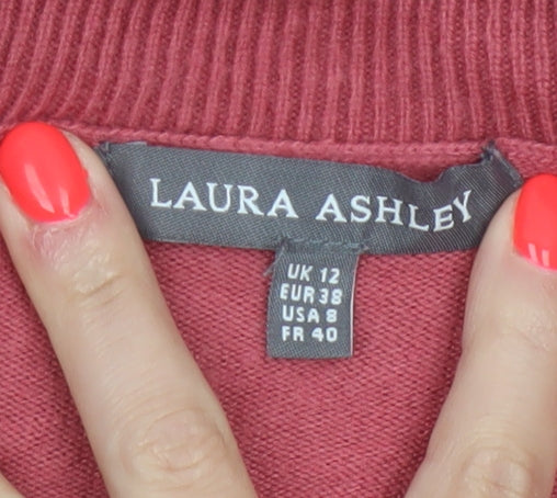 Laura Ashley Women’s Red Open Front Cardigan UK 12 Long Sleeve Knit