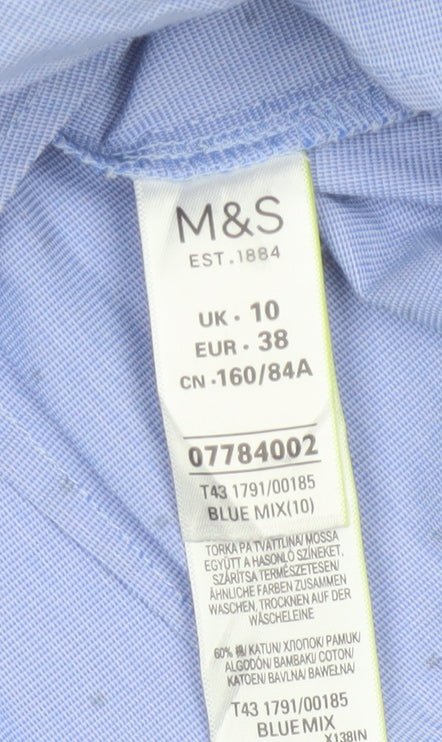 Marks and Spencer Women's Blue Polka Dot Button-Up Shirt UK 10