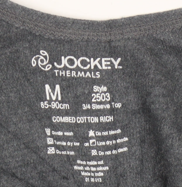 Jockey Womens Grey 3/4 Sleeve Cotton Blend Thermal Top M