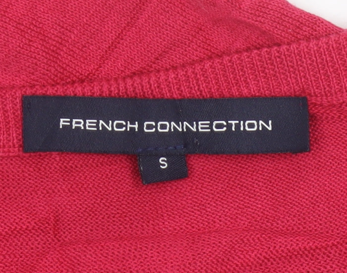 French Connection Women's Red Lace Knit Short Sleeve Top Size S