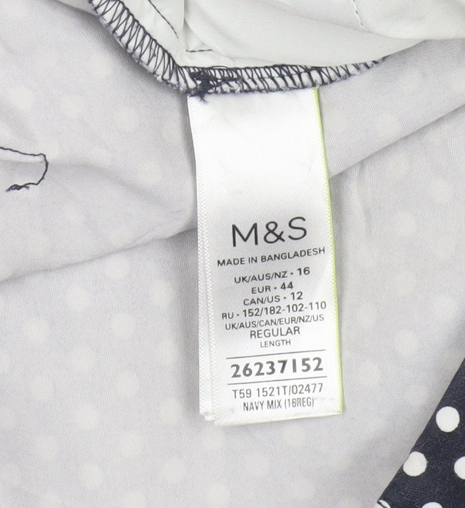 Marks and Spencer Women’s Blue Polka Dot Tapered Trousers Size 16