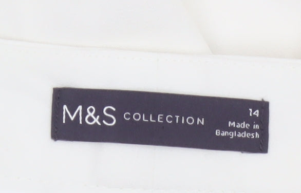 Marks and Spencer Women White Size 14 Straight Trousers