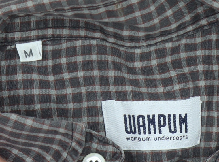 Wampum Mens Brown Checked Button-Up Long Sleeve Casual Shirt M