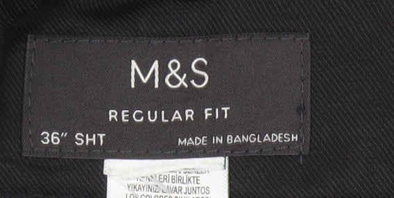 Marks and Spencer Men’s Black Regular Fit Dress Pants 36S Formal Trousers