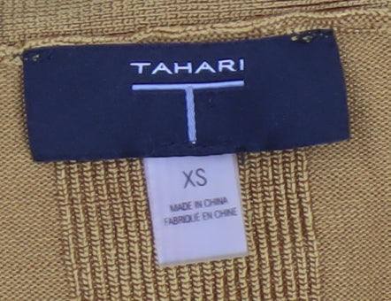 Tahari Women's Yellow Longline Open Cardigan XS Viscose Knit