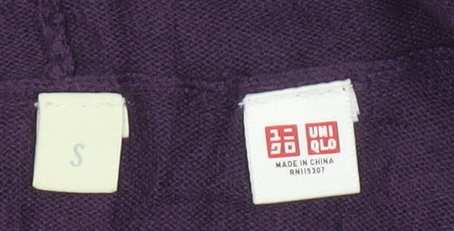 UNIQLO Women Purple Cardigan S V-Neck Knit Long Sleeve Lightweight