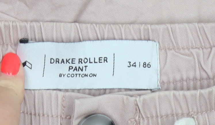 Cotton On Men's Pink Drake Roller Chino Trousers Size L 34in