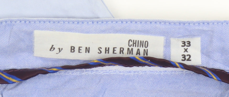 Ben Sherman Men’s Blue Chino Trousers 33W 32L Cotton Straight Leg