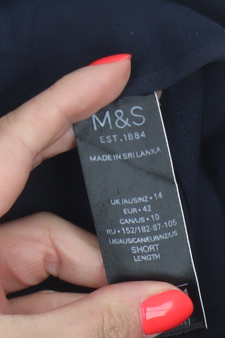Marks and Spencer Women Blue Size 14 Cropped Trousers Workwear