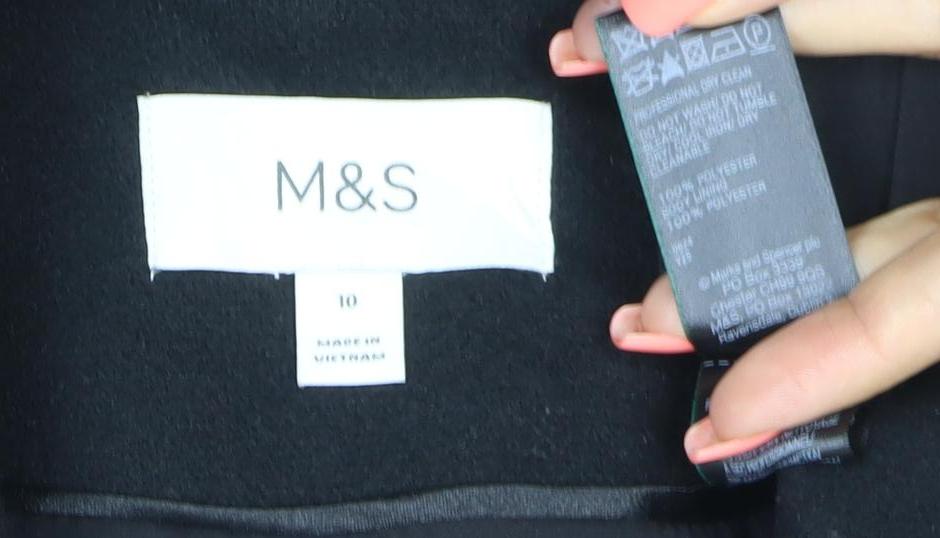 Marks and Spencer Womens Black Size 10 Long Overcoat