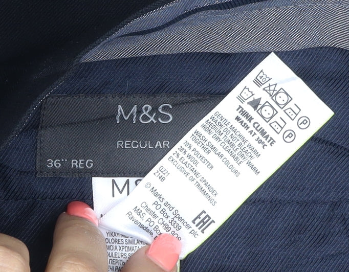 Marks and Spencer Men's Black 36 Regular Fit Dress Trousers