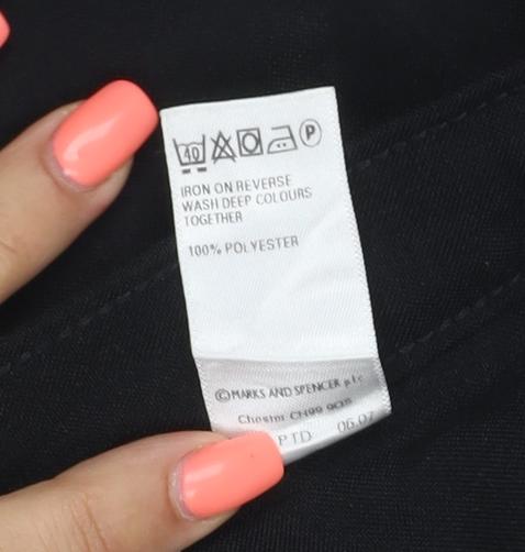 Marks and Spencer Women Black UK 18 Short Polyester Straight Trousers